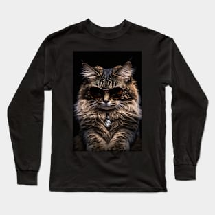 Cool cat portrait wearing sunglasses Long Sleeve T-Shirt